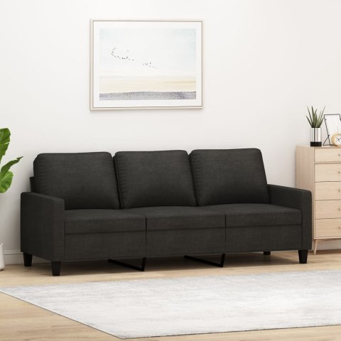  Sofa 3-osobowa, czarna, 180 cm, tapicerowana tkaniną