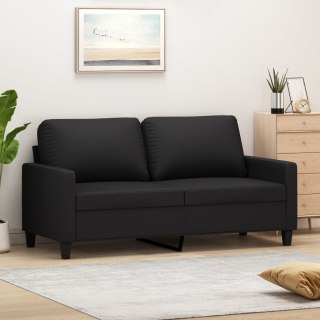  2-osobowa sofa, czarna, 140 cm, sztuczna skóra