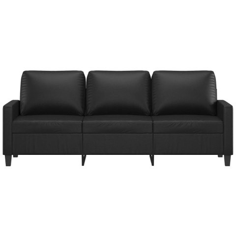  3-osobowa sofa, czarna, 180 cm, obita sztuczną skórą