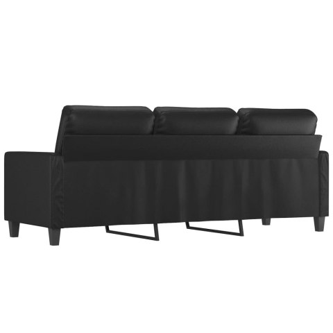  3-osobowa sofa, czarna, 180 cm, obita sztuczną skórą