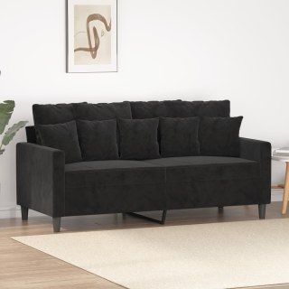  Sofa 2-osobowa, czarna, 140 cm, tapicerowana aksamitem