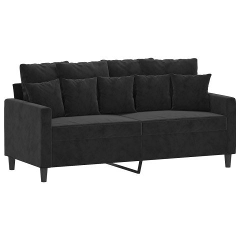  Sofa 2-osobowa, czarna, 140 cm, tapicerowana aksamitem