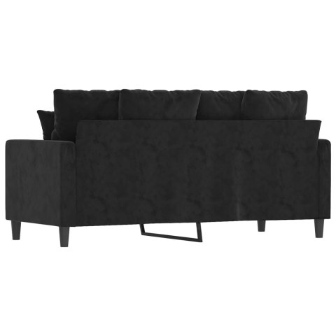  Sofa 2-osobowa, czarna, 140 cm, tapicerowana aksamitem