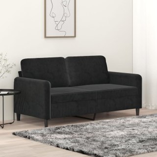  Sofa 2-osobowa, czarna, 140 cm, tapicerowana aksamitem