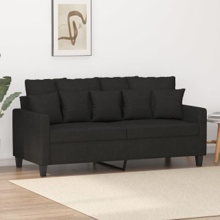  Sofa 2-osobowa, czarna, 140 cm, tapicerowana tkaniną