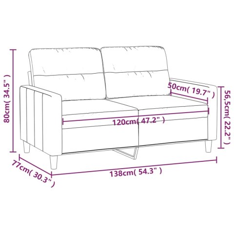  Sofa 2-osobowa, jasnoszara, 120 cm, tapicerowana tkaniną