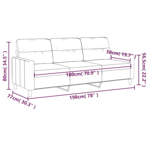  Sofa 3-osobowa, ciemnoszara, 180 cm, tapicerowana tkaniną