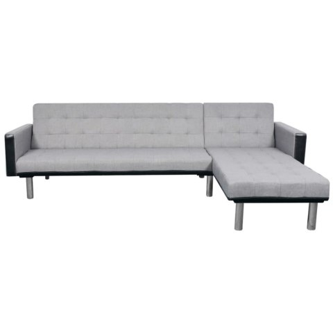  Sofa rozkładana w kształcie L, obita tkaniną, czarno-szara