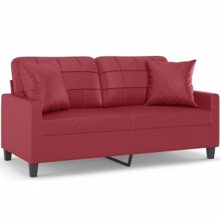  2-os. sofa z poduszkami, winna czerwień, 140 cm, sztuczna skóra