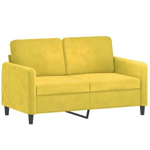  2-osobowa sofa z poduszkami, żółta, 120 cm, aksamit