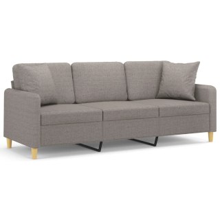  3-osobowa sofa z poduszkami, kolor taupe, 180 cm, tkanina