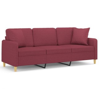  3-osobowa sofa z poduszkami, winna czerwień, 180 cm, tkanina