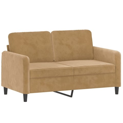  2-osobowa sofa z poduszkami, brązowa, 120 cm, aksamit