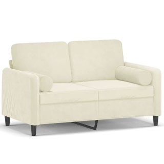  2-osobowa sofa z poduszkami, kremowa, 120 cm, aksamit