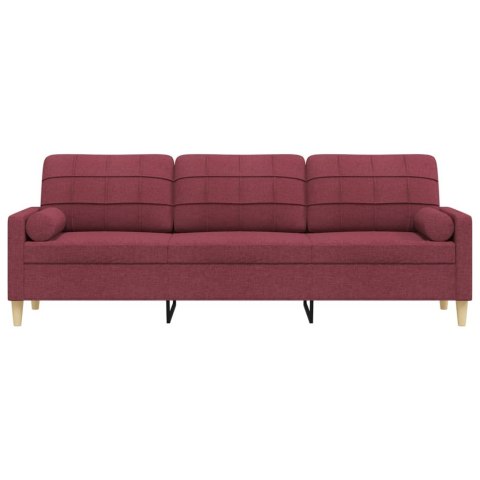  3-osobowa sofa z poduszkami, winna czerwień, 210 cm, tkanina