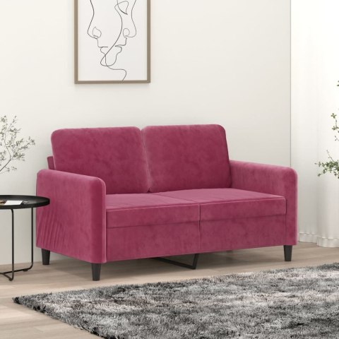  Sofa 2-osobowa, winna czerwień, 120 cm, tapicerowana aksamitem