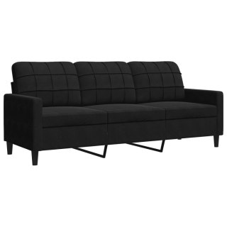  Sofa 3-osobowa, czarny, 180 cm, tapicerowana aksamitem