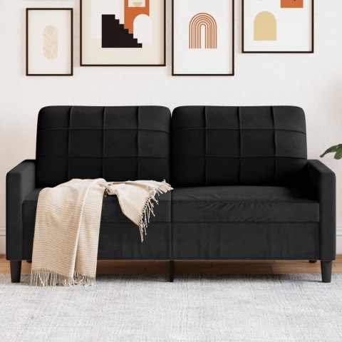  Sofa 2-osobowa, czarna, 140 cm, tapicerowana aksamitem