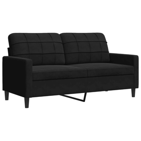  Sofa 2-osobowa, czarna, 140 cm, tapicerowana aksamitem