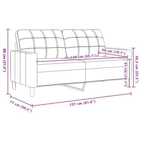  Sofa 2-osobowa, czarna, 140 cm, tapicerowana aksamitem