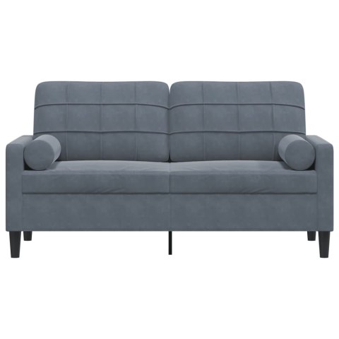  2-osobowa sofa z poduszkami, ciemnoszara, 140 cm, aksamit