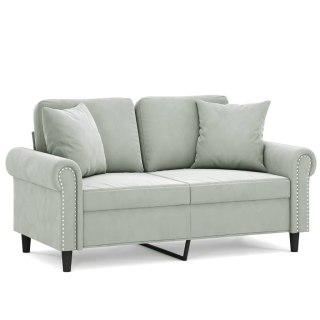  2-osobowa sofa z poduszkami, jasnoszara, 120 cm, aksamit