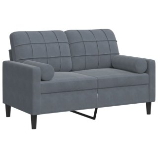  2-osobowa sofa z poduszkami, ciemnoszara, 120 cm, aksamit