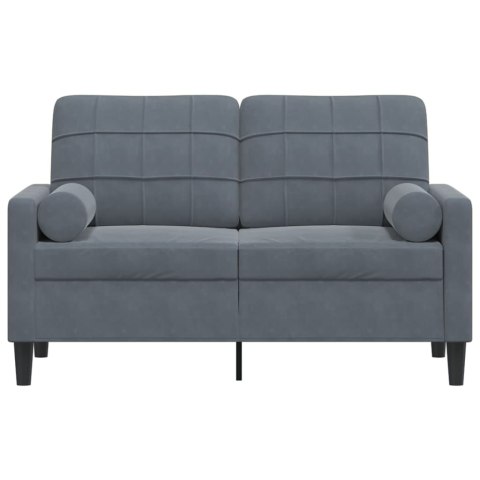  2-osobowa sofa z poduszkami, ciemnoszara, 120 cm, aksamit