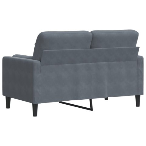  2-osobowa sofa z poduszkami, ciemnoszara, 120 cm, aksamit