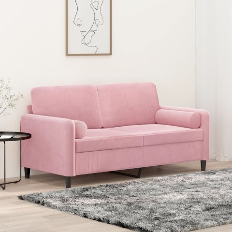  2-osobowa sofa z poduszkami, różowa, 140 cm, aksamit