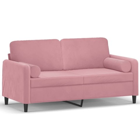  2-osobowa sofa z poduszkami, różowa, 140 cm, aksamit