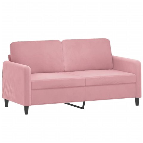  2-osobowa sofa z poduszkami, różowa, 140 cm, aksamit