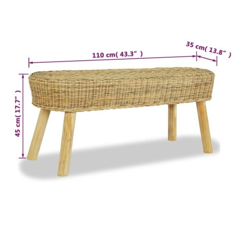  Ławka do przedpokoju, naturalny rattan, 110x35x45 cm