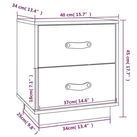   Szafki nocne, 2 szt., czarne, 40x34x45 cm, lite drewno sosnowe