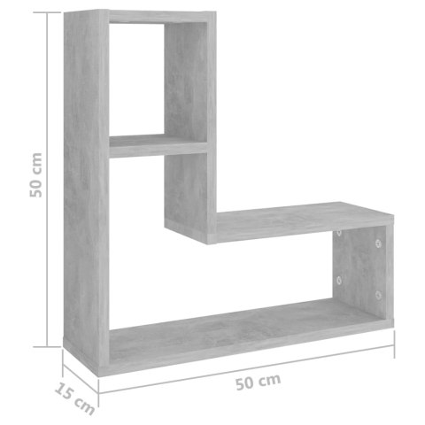  Półki ścienne, 2 szt., szarość betonu, 50x15x50 cm