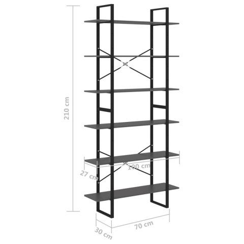  Wysoki regał, szary, 100x30x210 cm, lite drewno sosnowe