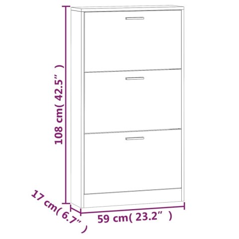  Szafka na buty, biały, 59x17x108 cm, materiał drewnopochodny