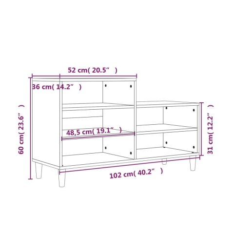  Półka na buty, biała, 102x36x60 cm, materiał drewnopochodny