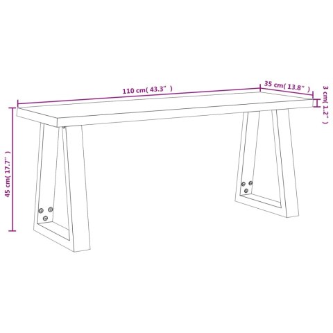  Ławka z naturalną krawędzią, 110 cm, lite drewno akacjowe