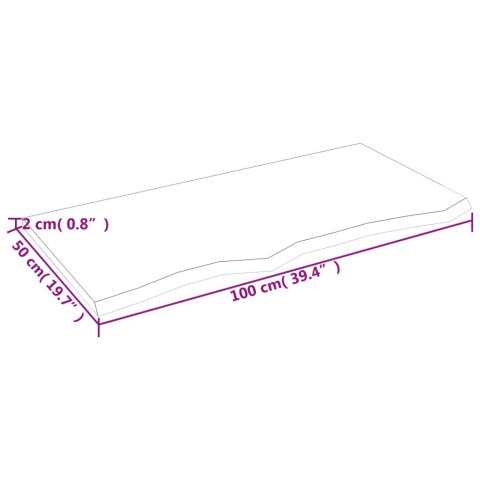  Półka, ciemnobrązowa 100x50x2 cm, wykończone lite drewno dębowe