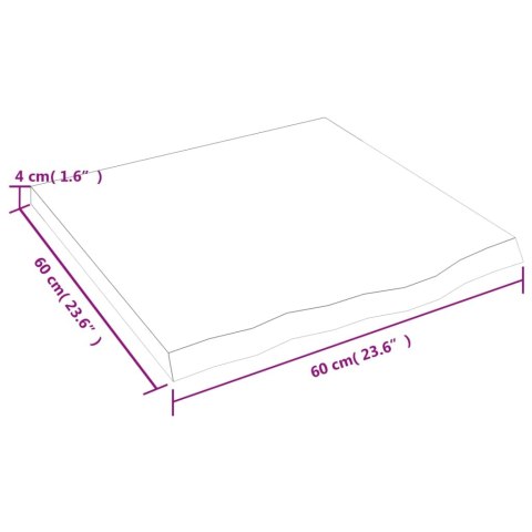  Półka, 60x60x(2-4) cm, surowe lite drewno dębowe