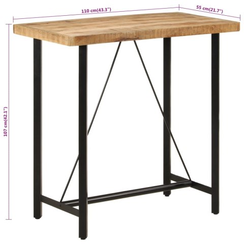  Stolik barowy, 110x55x107 cm, lite drewno mango i żelazo