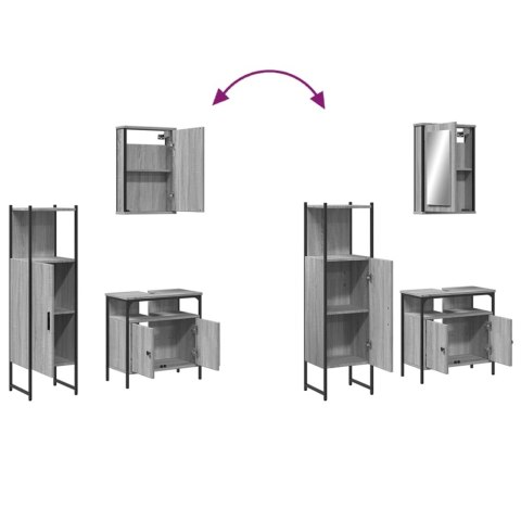 3-częściowy zestaw mebli łazienkowych, szary dąb sonoma