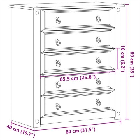  Komoda Corona, 80x40x89 cm, lite drewno sosnowe