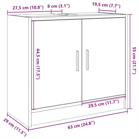  Szafka pod umywalkę, czarna, 63x29x55 cm