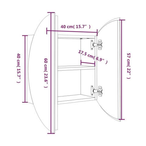  Szafka łazienkowa z lustrem i LED, czarny, 40x40x17,5 cm