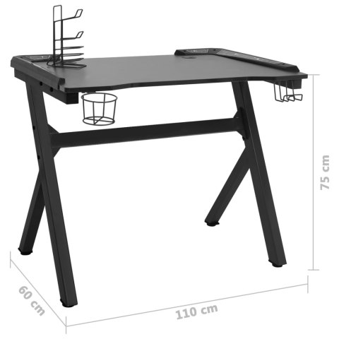  Biurko z LED i nogami w kształcie Y, czarne, 110x60x75 cm