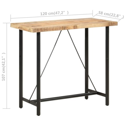  Stolik barowy, 120x58x107 cm, surowe drewno mango