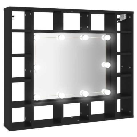  Szafka z lustrem i oświetleniem LED, czarna, 91x15x76,5 cm