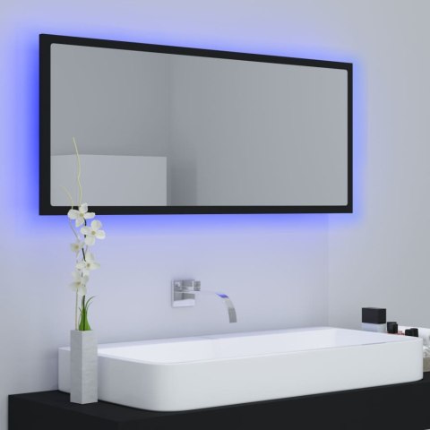  Lustro łazienkowe z LED, czarne, 100x8,5x37 cm, akryl